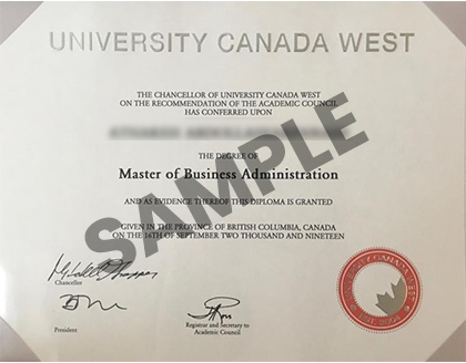 University Canada West Sample Certificate